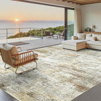 10x14 Area Rugs for Living Room, Non Slip Machine Washable Vintage Rugs, Low Pile Lightweight Large Rug for Bedroom, Dining Room, Home Office Gray Rust