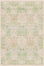Beige Green 6x9 Washable Area Rugs for Dining Room, Nursery, Bedroom, Living Room, Kids Playroom, Ultra Soft Low Pile Non-Slip - Vintage Light Green Floral Indoor Carpet Stain Resistance