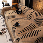 VClife Couch Cover Boho Style Sofa Cover for Dog, Modern Chenille Couch Cover for 3 Cushion Couch Sofa, Non Slip Brown Geometry Couch Protector with Tassel Sofa Slipcover Throw, 71"X134"