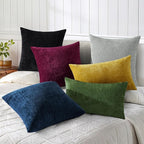 decorUhome Chenille Grey Spring Euro Sham Throw Pillow Covers 26x26 Inch Set of 2, Decorative Soft Couch Pillow Covers Solid Dyed Accent Farmhouse Neutral Square Pillow Cases for Sofa