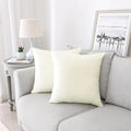 NiNi ALL Decorative Throw Pillow Covers Velvet Soft for Couch Sofa Bedroom Living Room Outdoor Pack of 2 18x18 Inch Cream White