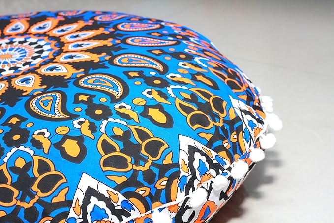 INDIAN CRAFT CASTLE Floor Pillows Cover Cute Throw Pillows Cover Floor Seat Cushion Cover Chair Pads for Back to School First Day of School for Sofa Couch Bed Decor 22 Inches (Blue Brown)
