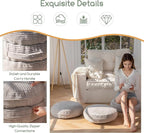 HIGOGOGO Pouf Ottoman Stuffed Round Modern Foam Filled Foot Rest Poufs 20 X 18 Inches Modular Ottomans Separated Into Floor Cushions for Living Room Chair Decorative Stool, Grey