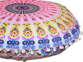 INDIAN CRAFT CASTLE Floor Pillow Cover, Large Cushions Cover Sitting for Adults, Floor Pillow Cover for Meditation or Yoga, Bench/Chair Cushion Cover 22 Inches Pink Yellow