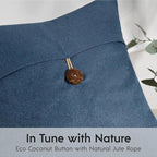 Phantoscope Pack of 2 Farmhouse Throw Pillow Covers Button Vintage Linen Decorative Pillow Cases for Couch Bed and Chair Navy Blue 18 x 18 inches 45 x 45 cm