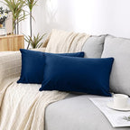 NiNi ALL Decorative Throw Pillow Covers Velvet 20x30 Inch Pack of 2 Dark Blue Cushion Covers Soft for Couch Sofa Bedroom Living Room Outdoor