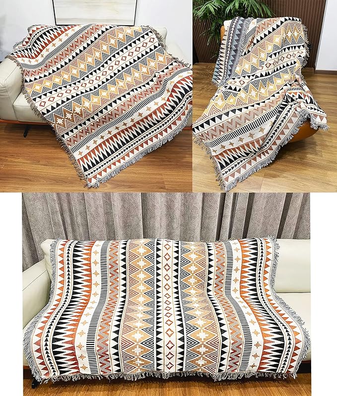 Lqprom Boho Southwest Throw Blankets Aztec Southwest Throws Cover Outdoor Camping Picnic Tent Beach Travel 51"x63"