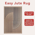 Tangsoo Rainbow Easy Jute Rug,2x3 Washable Small Area Rug for Entryway Non-Slip Ultra Thin Brown Black Outdoor Mat Modern Farmhouse Carpet for Entrance Kitchen Bedroom Front Porch Patio