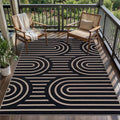 Tangsoo Easy Jute Rug 4x6 Washable Area Rug for Outdoor Patio,Black Rainbow Non-Slip Thin Farmhouse Door Carpet,Boho Indoor Throw Mat for Living Room Bedroom Sunroom Backyard