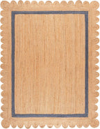 SAFAVIEH 8x10 Area Rug - Natural Fiber Collection - Large - Natural & Blue, Handmade Jute, Ideal for Living Room, Bedroom, Dining Space (NF896M)