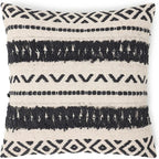 REDEARTH Handmade Boho Throw Pillow Covers - Bohemian Chic Farmhouse Style - Accent Woven Indoor and Outdoor Pillow Cushion Cases for Couch - Bed - Chair - Sofa - Benches – Set of 2-18"x18" - Black