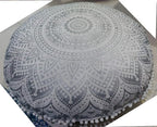 Large Round seat Floor Cushion Chair Ottoman Cover Pouf Pillow Meditation Floor Cushions for Adults Seating pouffe Ottoman Throw Covers Craft Room Furniture for Sitting Cover (Silver, 24" Round)