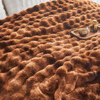 EMME Faux Fur Throw Blanket Tie Dye Dark Brown - Big Bubble Rabbit Cozy Blanket for Couch, Small Fluffy Fuzzy Cozy Blanket, Thick Furry Plush Shaggy Blankets, 650GSM, 50x60 Inches