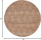 SAFAVIEH Natural Fiber Collection 6' Round Natural/Black NFB552A Natural Jute Entryway Foyer Living Room Area Rug