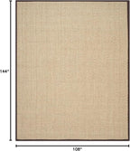 SAFAVIEH Area Rug 9x12 - Natural Fiber Collection - Large - Natural & Dark Brown, Seagrass, Basketweave Pattern with Border (NF114K)