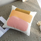 Modern Tufted Chic Pillowcase,Simple Soft Aesthetic Boho Throw Pillow Covers 18x18,Colorful Bohemian Embroidered Sham for Indoor Bed Home Living Room-1 Pcs(Pink Brown Peach)
