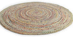 · REDEARTH · Jute Cotton Chindi Area Rug - 8' Round Rug, Handwoven, Non-Shedding, Soft & Durable – Multi Tones for Home Décor in Living Room, Dining Room, Bedroom