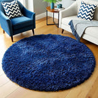 Navy Blue Round Rug 7Ft for Living Room Bedroom, Large Fluffy Fuzzy Circle Area Rugs for Teen Boys Baby Kids, Cute Shaggy Plush Floor Royal Dark Blue Carpet for Dorm Nursery Playroom Decor Aesthetic
