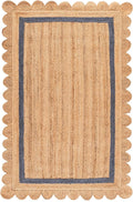 SAFAVIEH 6x9 Area Rug - Natural Fiber Collection - Natural & Blue, Handmade Jute, Ideal for Living Room, Bedroom, Dining Space (NF896M)
