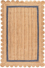SAFAVIEH Area Rug 5x8 - Natural Fiber Collection - Natural & Blue, Handmade Jute, Ideal for Living Room, Bedroom, Dining Space (NF896M)