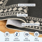GarveeHome Solid Bordered Easy Jute Rug 5x7 Washable Jute Rugs for Living Room Patio Farmhouse Indoor Outdoor Rug Non Slip Non-Shedding Neutral Rugs for Patio Backyard Dining Room Bedroom, Black