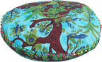 35 X 35 inch Large Mandala Floor Pillow Cushion Seating Throw Cover Hippie Decorative Bohemian Ottoman Poufs, Multi Pom Pom Pillow Cases,Boho Indian Pet Dog Bed Cover (Blue T.L)