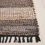 SAFAVIEH Cape Cod Collection Runner Rug - 2'3" x 8', Navy & Beige, Handmade Jute & Denim, Ideal for Living Room, Hallway, Foyer, Bedroom (CAP153N-28)