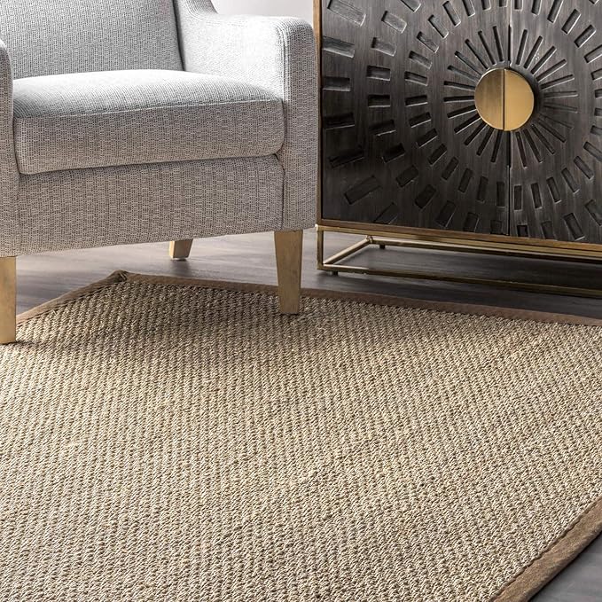 Nuloom Elijah Brown/Natural, 4' x 6', Basketweave, Seagrass, Soft and Textured, High Traffic, Stain Resistant, Easy Clean, Durable Area Rug for Bedroom, Living Room, Dining, Den, Foyer, Entryway