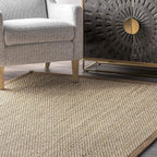 Nuloom Elijah Brown/Natural, 4' x 6', Basketweave, Seagrass, Soft and Textured, High Traffic, Stain Resistant, Easy Clean, Durable Area Rug for Bedroom, Living Room, Dining, Den, Foyer, Entryway