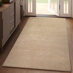 Boho 3x5 ft Washable Area Rug Entryway Runner for Kitchen, Non Slip Woven Hallway Rugs Kitchen Mats for Floor Hall Rug Indoor Door Mat Carpet for Backdoor Bedroom Living Room, Easy Clean, Brown