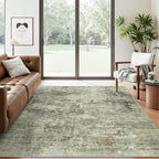 Abstract Rug 5x7 Machine Washable Area Indoor Green Black Low Pile Non-Slip Foldable Thin Accent Rugs for Bedroom Living Room Dining Room
