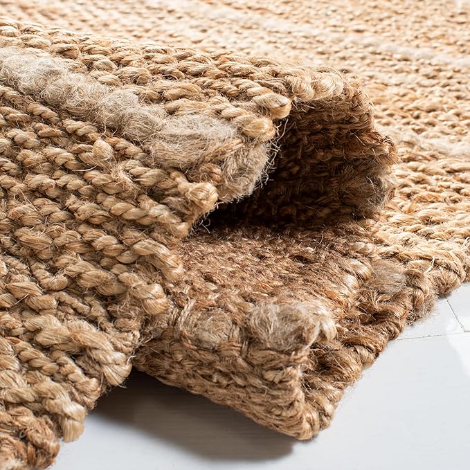 SAFAVIEH Natural Fiber Collection Accent Rug - 4' x 6', Natural & Light Grey, Handmade Tassel Jute, Ideal for High Traffic Areas in Entryway, Living Room, Bedroom (NF550A)