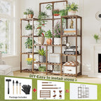 EnHomee Plant Stand Indoor Tall Plant Stand Outdoor Large Wood Plants Shelf with 16-18 Pots for Patio, Living Room, Garden, Balcony, 45" Wx62.1 Hx11.78 D