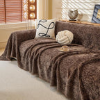 ROOMLIFE Brown Sofa Cover, Vintage Boho Couch Cover for 3 Cushion Sofa, Soft Chenille Sofa Cover for Dog, Washable Furniture Sofa Protector Cover Blanket with Tassel for Living Room, 71 '' X 150''