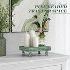 EOSAHR Pine Wood Display Riser for House Decor – Decorative Pedestal Stand for Displaying Home Decorations, Soap Dispenser, Small Plant Stand - Ideal Modern Farmhouse Decor (Green)
