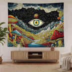 Yeoiat Tapestry Mystical Mushroom Tapestries Cosmic Valley Gaze Wall Hanging Bohemian Fantasy Bedroom Dormitory Decoration 90"x70"