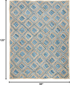SAFAVIEH Area Rug 8x10 - Cape Cod Collection - Large - Natural & Blue, Handmade Flat Weave Braided Jute & Denim, Ideal for Living Room, Bedroom, Office, Dining Space (CAP354A)