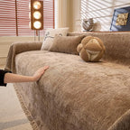 ROOMLIFE Sofa Cover, Boho Couch Cover for 3 Cushion Sofa, Non Slip Chenille Sofa Slipcovers for Dog, Washable Furniture Sofa Protector Cover with Tassel for Living Room, 71''X150”