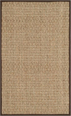 SAFAVIEH Natural Fiber Collection Area Rug - 2'6" x 4', Natural & Dark Brown, Seagrass, Basketweave Pattern with Border (NF114K)