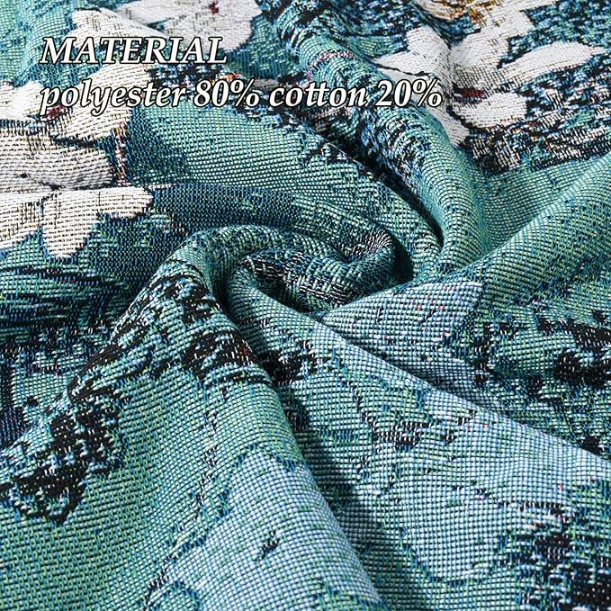 Snycler New Chinese Style Throw Blanket for Bed 50 * 60inch Woven Blanket Cotton Polyester Farmhouse Decor for Indoor Outdoor Sofa Bedroom Garden，All Season
