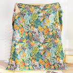MSGKV Boho Throw Blanket for Couch and Sofa Cotton Blankets for Living Room Bedroom Reversable Florals Throw 60"x80" Spring Breathable Cozy Blankets