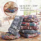 Codi Floor Pillow for Kids, Square Large Pillows Seating for Adults, Bohemian Big Cushions for Yoga Room Tatami Sitting, Memory Foam Added, 22x22 Inch, Multi Blaidiere, Set of 2
