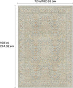 GENIMO 6x9 Area Rug for Living Room, Washable Vintage Floral Low-Pile Non-Slip Large Carpet for Bedroom Dining Room, Stain Resistant Botanical Indoor Rug (Beige)