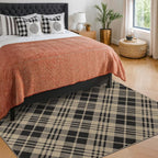 JTJ Vintage Easy Jute Rugs for Bedroom 5x7 - Diamond Patterned Woven Rug for Indoor Area, Living Room, Washable Low Pile Black and White Classic Decor