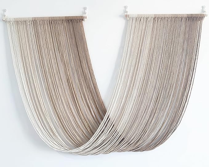QULBUJ Dip Dye Large Macrame Wall Hanging Tie-Dye Yarn Tapestry Home Boho Wall Decor Ombre Art Headboard Bedroom Living Room 52" Wx34 L,Brown
