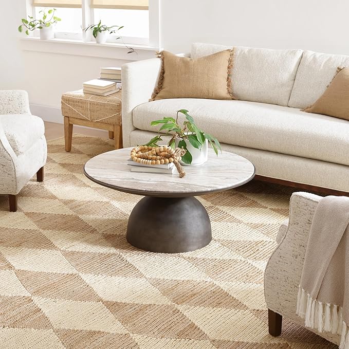 Dash & Albert Harwich Natural Handwoven Jute Rug, 5 X 8 Feet, Tan Geometric Pattern