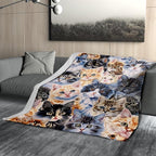 Cute Cat Blanket Soft Flannel Lightweight Kitten Cats Animals Pet Print Throw Blanket Cozy Warm Blankets All Seasons Living Room Decor for Kids Adults Cat Lovers Use On Sofa Bed Office 50x60 inch