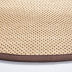 SAFAVIEH Area Rug 4' Round - Natural Fiber Collection - Maize & Brown, Sisal, Woven Design with Border (NF141C)