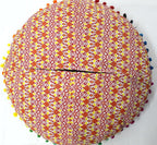 CRAFT KALA Boho Large Floor Pillow Pouf Cover Mandala Meditation Room Pillow Cover for Adults Round Bohemian Seating Pouf Cushion Cover for Kids Playroom 22" Yellow Orange Ombre