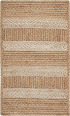 SAFAVIEH Natural Fiber Collection Accent Rug - 3' x 5', Natural & Ivory, Handmade Stripe Jute, Ideal for High Traffic Areas in Entryway, Living Room, Bedroom (NF887A)